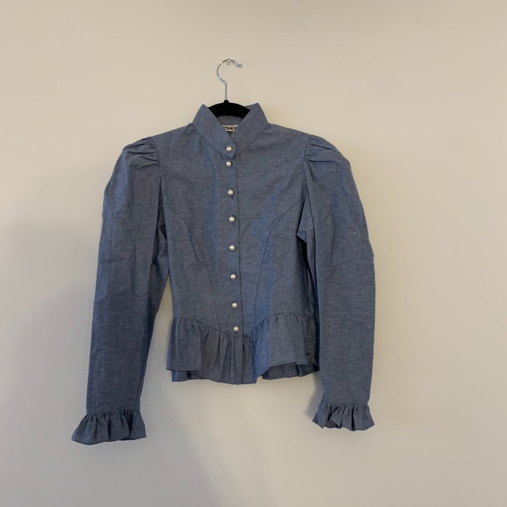 Batsheva Grace Blouse in Chambray Size 0